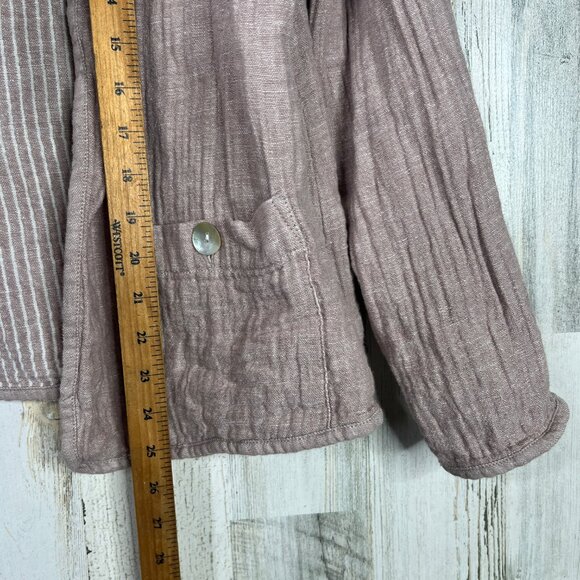 Tahari Linen Blend Gauze Cardigan Shirt Top Women Size M Medium Open Front Beach - Picture 7 of 8